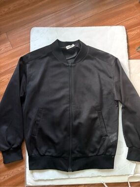 Mesh Black Bomber Jacket - Classic Zip Front